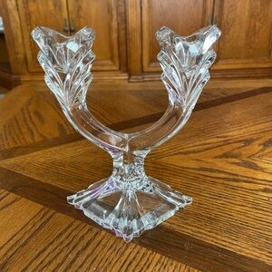 Elegant Vintage Crystal Candle Holder 7”